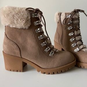 NWOT Brown Suede Heeled Boots